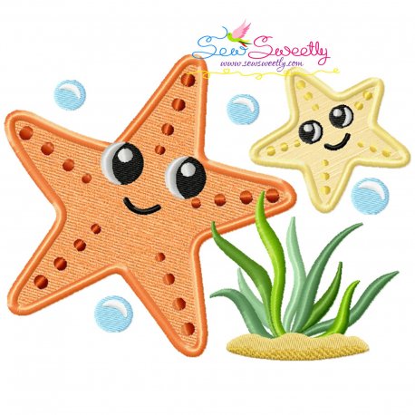 Mom And Baby Starfish Applique Design- 1
