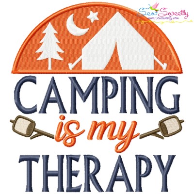 Camping Is My Therapy Lettering Embroidery Design Pattern-1