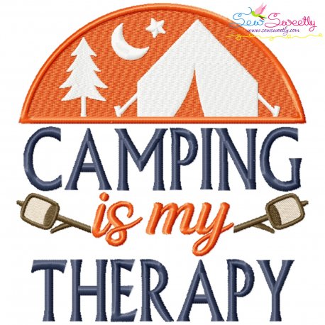 Camping Is My Therapy Lettering Embroidery Design Pattern