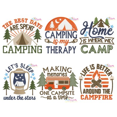 Camping Lettering Embroidery Design Pattern Bundle-2-1