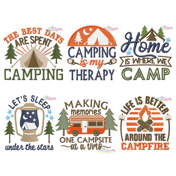 Camping Lettering Embroidery Design Bundle-2-1