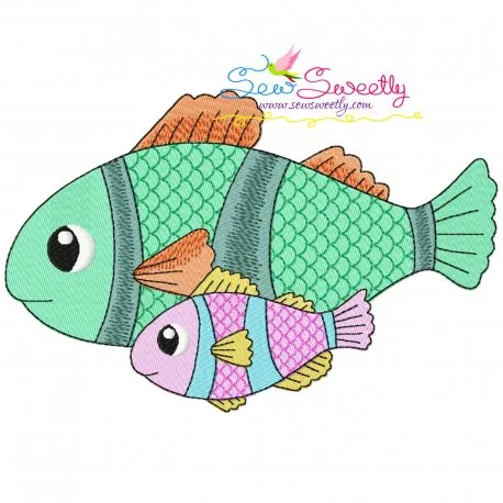 Mom And Baby Clownfish Embroidery Design Pattern