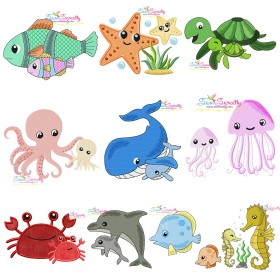 Mother's Day Under The Sea Embroidery Design Bundle-1