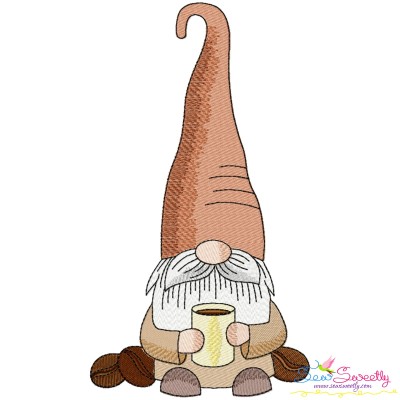 Gnome With Coffee-9 Embroidery Design Pattern-1