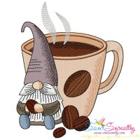 Gnome With Coffee-10 Embroidery Design Pattern