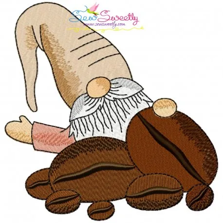 Gnome With Coffee-8 Embroidery Design Pattern
