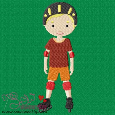 Boy With Skates Embroidery Design Pattern-1