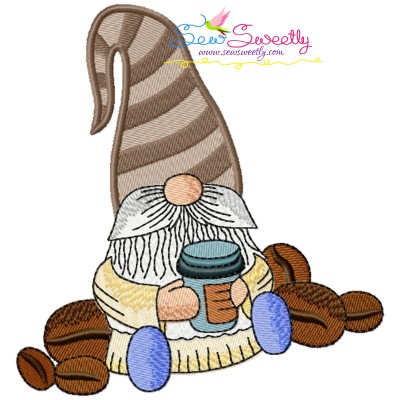 Gnome With Coffee-7 Embroidery Design Pattern-1