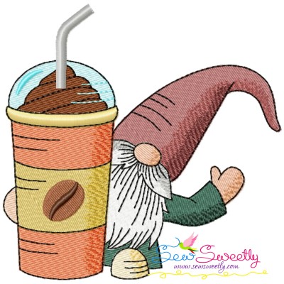 Gnome With Coffee-6 Embroidery Design Pattern-1