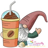 Gnome With Coffee-6 Embroidery Design Pattern