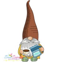 Gnome With Coffee-5 Embroidery Design Pattern
