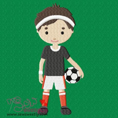 Boy With Soccer Ball Embroidery Design Pattern-1