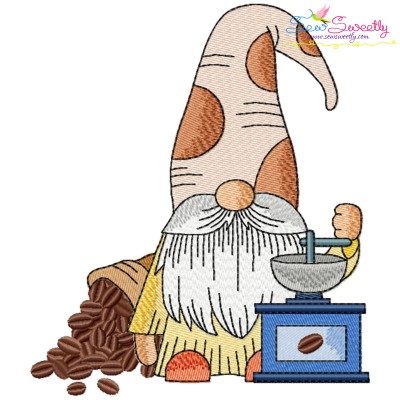 Gnome With Coffee-3 Embroidery Design Pattern-1