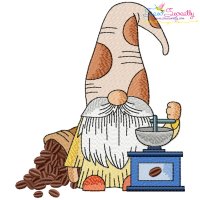 Gnome With Coffee-3 Embroidery Design Pattern