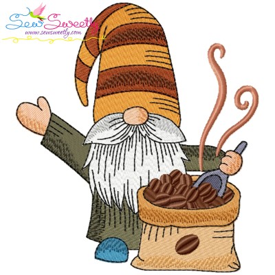 Free Gnome With Coffee-1 Embroidery Design