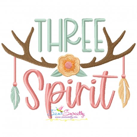 Three Spirit Antlers 3rd Birthday Embroidery Design- 1