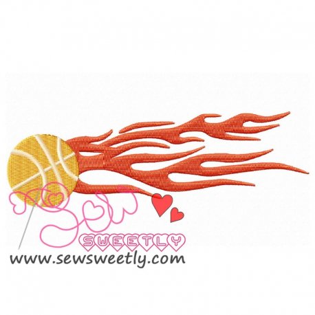 Flaming Basketball Embroidery Design Pattern-1