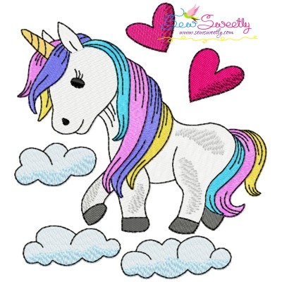 Unicorn and Clouds Embroidery Design Pattern-1