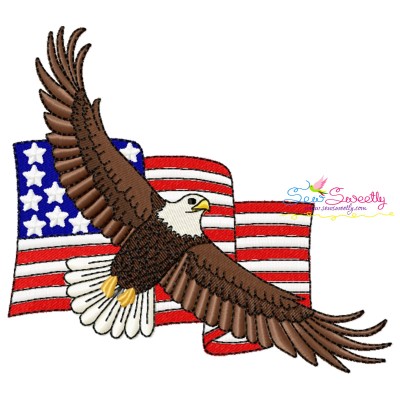 4th of July Patriotic Bald Eagle Flag-3 Embroidery Design