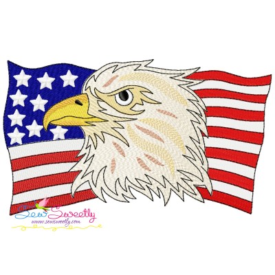 4th of July Patriotic Bald Eagle Flag-2 Embroidery Design- 1