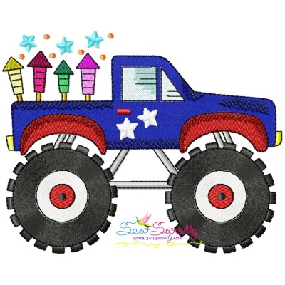 4th of July Patriotic Monster Truck-3 Embroidery Design Pattern-1