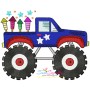 4th of July Patriotic Monster Truck-3 Embroidery Design Pattern-1