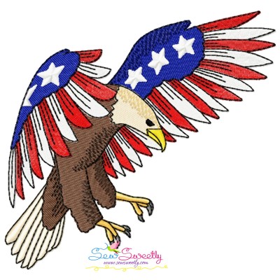 4th of July Patriotic Bald Eagle Flag-9 Embroidery Design Pattern-1