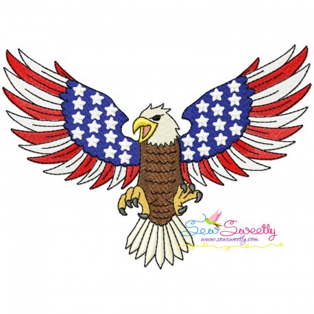 4th of July Patriotic Bald Eagle Flag-7 Embroidery Design Pattern