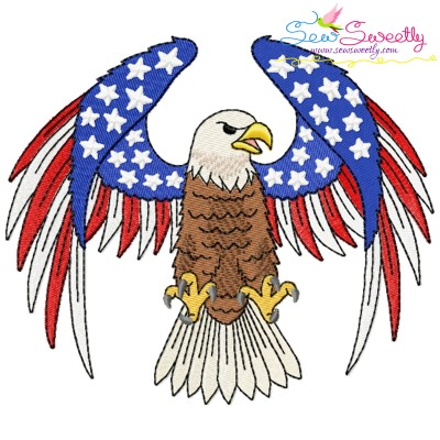 4th of July Patriotic Bald Eagle Flag-8 Embroidery Design- 1