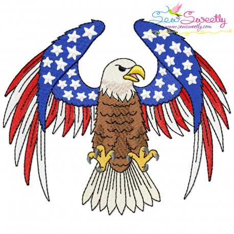4th of July Patriotic Bald Eagle Flag-8 Embroidery Design Pattern-1