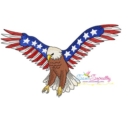 4th of July Patriotic Bald Eagle Flag-6 Embroidery Design- 1
