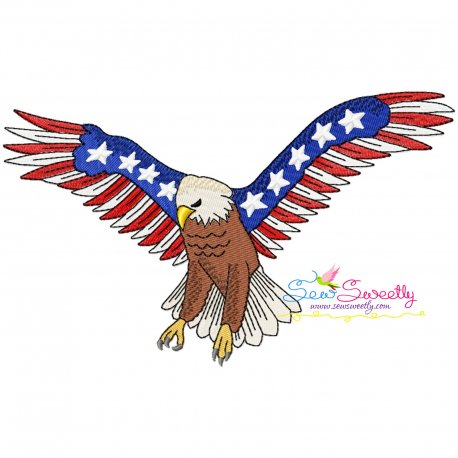 4th of July Patriotic Bald Eagle Flag-6 Embroidery Design Pattern