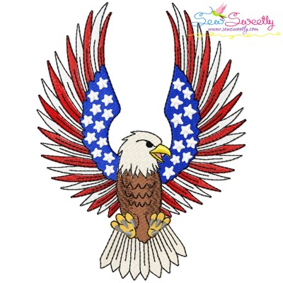4th of July Patriotic Bald Eagle Flag-5 Embroidery Design Pattern-1