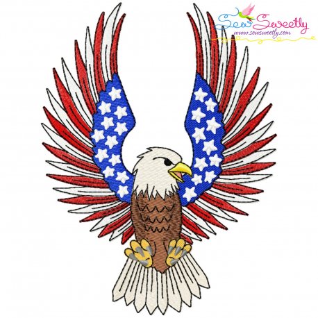 4th of July Patriotic Bald Eagle Flag-5 Embroidery Design Pattern