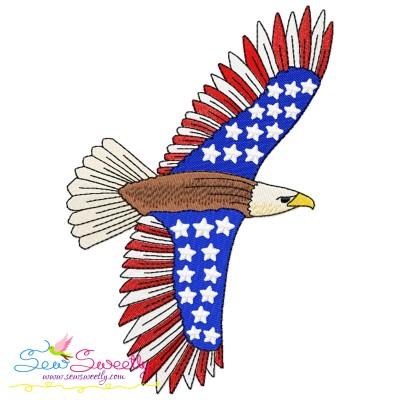 4th of July Patriotic Bald Eagle Flag-4 Embroidery Design- 1