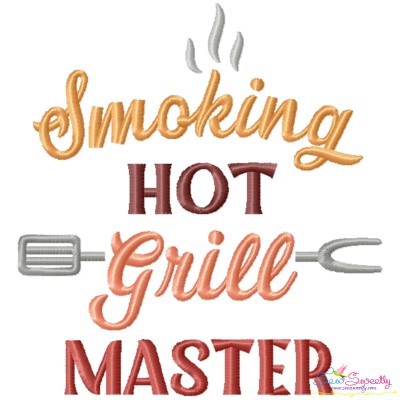 Smoking Hot Grill Master Barbeque Lettering Embroidery Design Pattern-1
