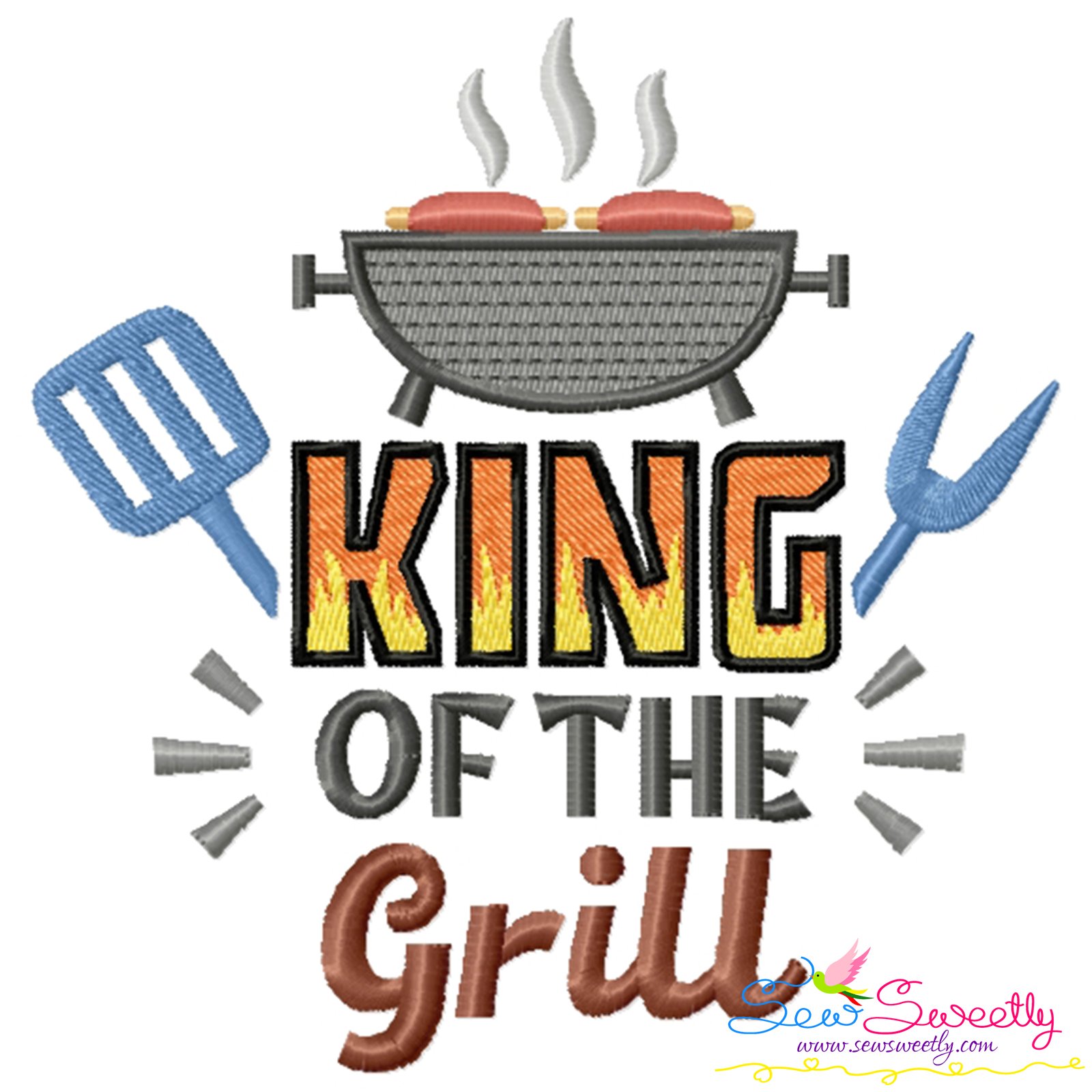 King of The Grill Barbeque Lettering Embroidery Design | Sew Sweetly