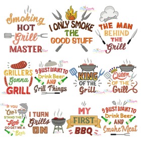 Grill And Barbeque Lettering Embroidery Design Bundle-1