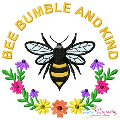 Be Bumble And Kind Frame Bee Lettering Embroidery Design Pattern For Pillow-1