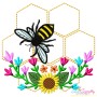 Honey Bee Hive Flowers-1 Embroidery Design Pattern For Pillow-1