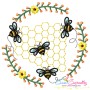 Beehive Flowers Frame Embroidery Design Pattern For Pillow-1