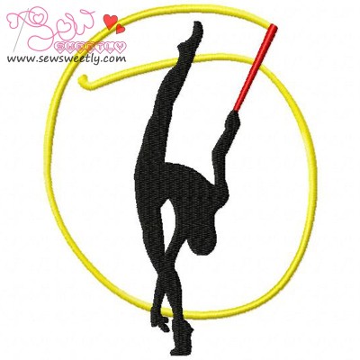 Rhythmic Gymnastics With Ribbon Embroidery Design Pattern-1