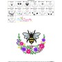 Bee Flowers Moon Embroidery Design Pattern For Pillow-3