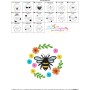 Bee Floral Frame-3 Embroidery Design Pattern For Pillow-3