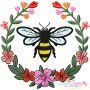 Bee Floral Frame-2 Embroidery Design Pattern For Pillow-1