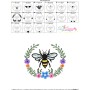 Bee Floral Frame-1 Embroidery Design Pattern For Pillow-3