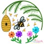 Bees Floral Frames Embroidery Design Bundle-4