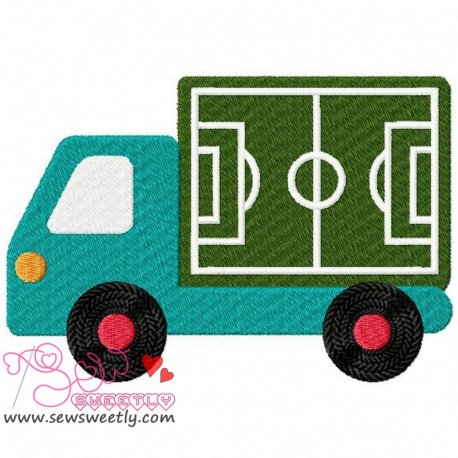 Soccer Field Truck Embroidery Design Pattern-1