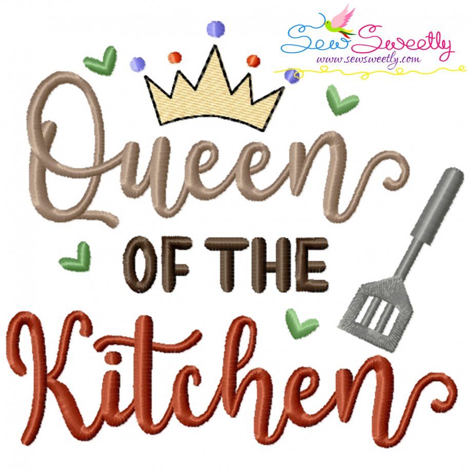 Queen of The Kitchen Lettering Embroidery Design Pattern
