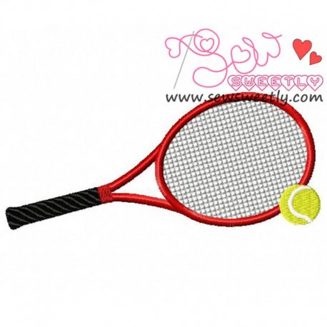 Tennis Racket And Ball Embroidery Design Pattern-1